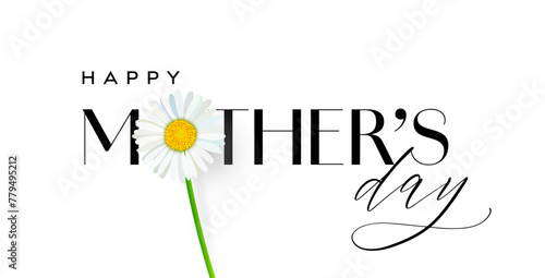Happy Mother's Day text, Mother Day card with flower