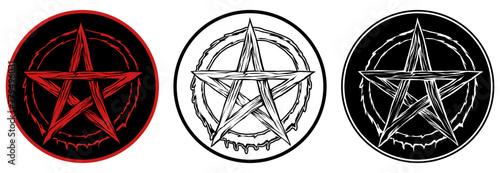 Set sign pentagram symbol. pentacle logo pictogram design vector illustration	