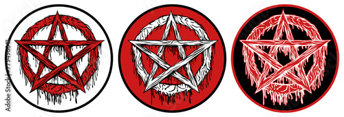 Set vector pentagram sign icon. Pentacle darkness symbol design illustration