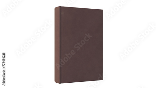 a brown book with a white background