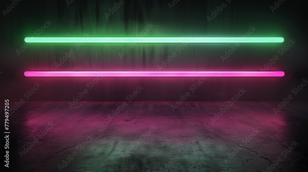 Craft a futuristic design with two horizontal bars in neon pink and neon green ready for text AI generated illustration Craft a futuristic design with two horizontal bars in neon pink and neon green ready for text AI generated illustration