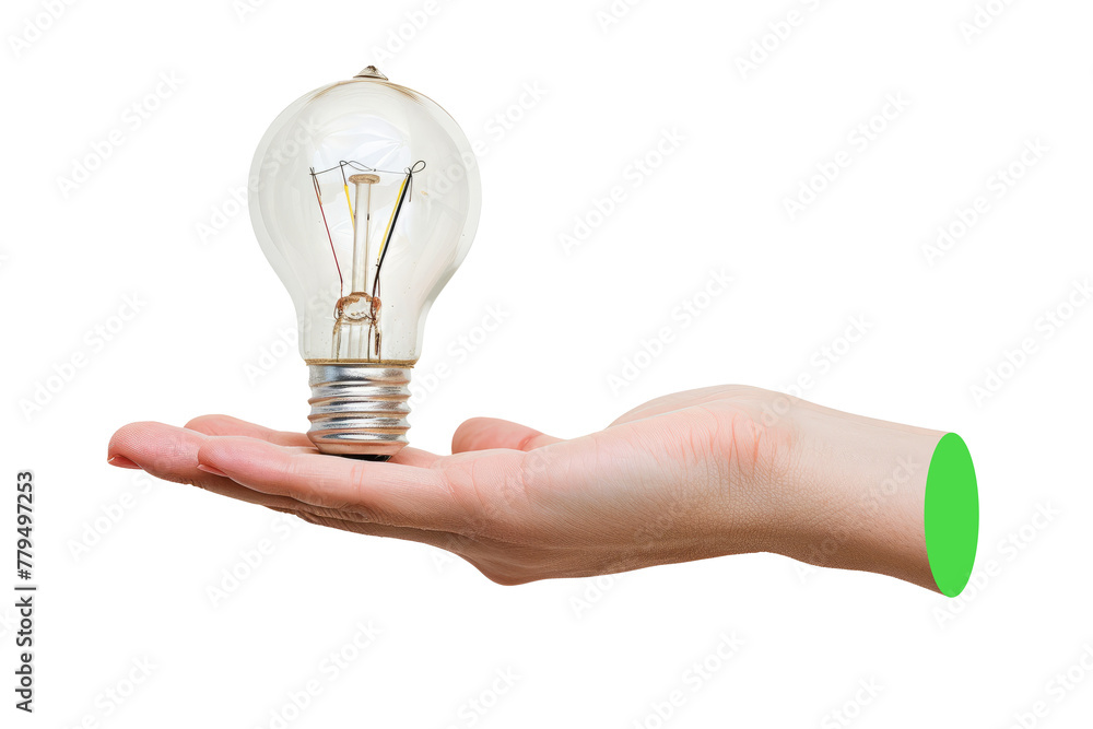 Trendy hand holding a light bulb, abstract cutout collage element for design montage Trendy hand holding a light bulb, abstract cutout collage element for design montage