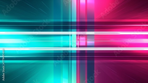 Create a retro-futuristic design with two horizontal bars in teal and magenta ready for text  AI generated illustration