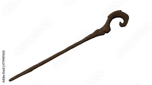 a wooden stick with a long handle on a white background