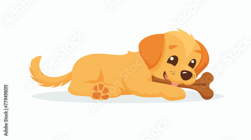 Vector illustration of premium cute dog doing bone