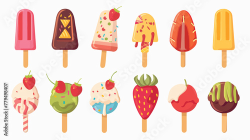 Vector image of ice cream. Popsicles candy canes