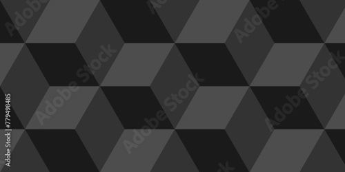 Abstract black and gray style minimal blank cubic. Geometric pattern illustration mosaic, square and triangle wallpaper. Seamless tile cube technology.