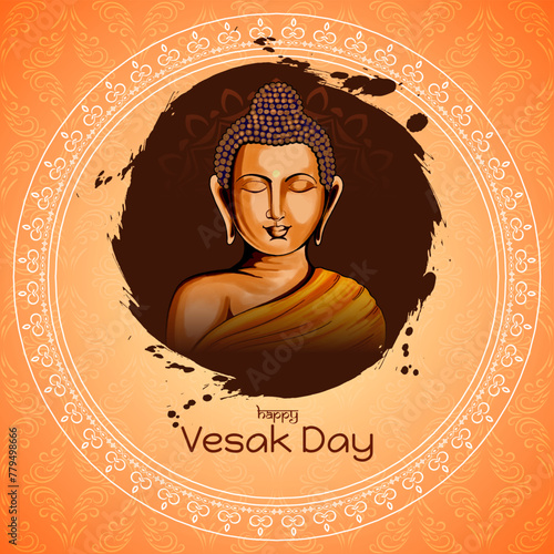 Happy Buddha purnima or Vesak day festival greeting card