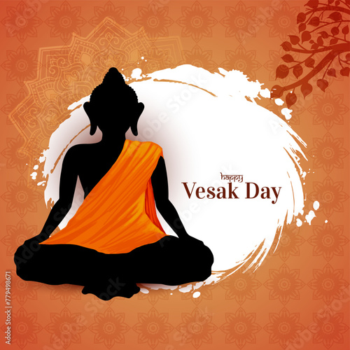 Beautiful Happy Vesak day or buddha purnima festival card design © Tamarindarts