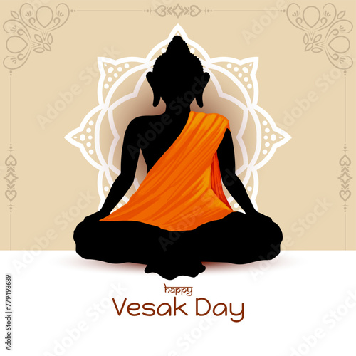 Happy Vesak day or mahavir jayanti background with lord buddha