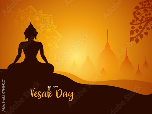 Happy Buddha purnima or Vesak day festival greeting card