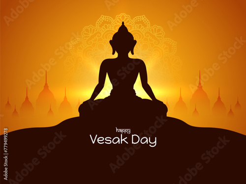 Happy Vesak day or mahavir jayanti background with lord buddha