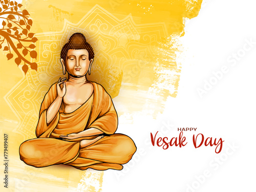 Happy Buddha purnima or Vesak day festival greeting card © Tamarindarts