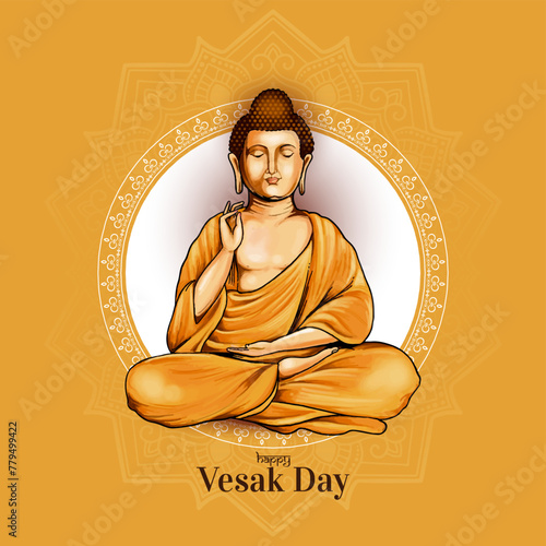Happy Vesak day or mahavir jayanti background with lord buddha