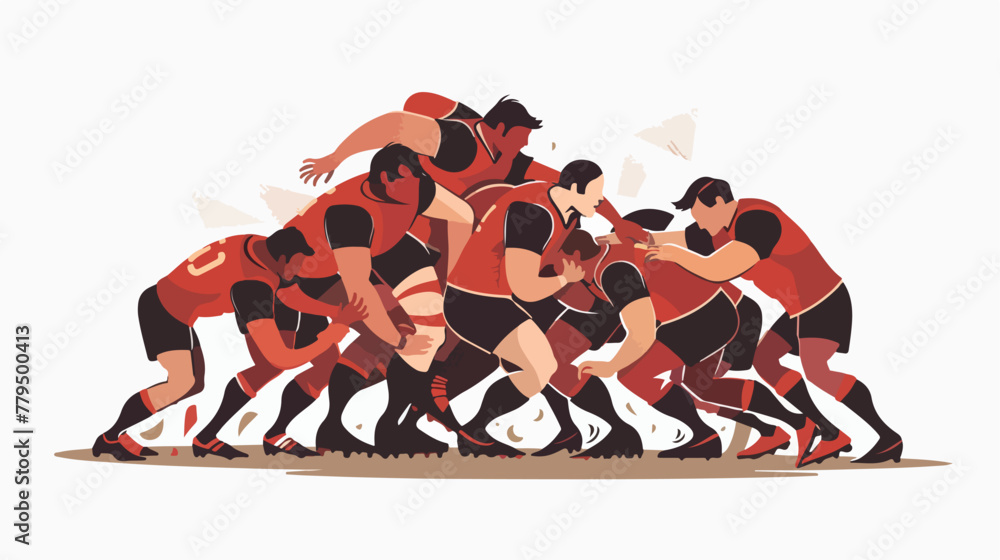 Fototapeta premium Rugby scrum Flat vector isolated on white background
