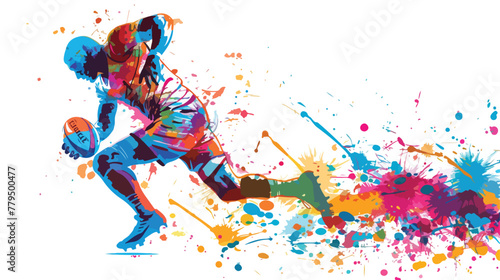 Rugby sport player colorful splash horizontal banner