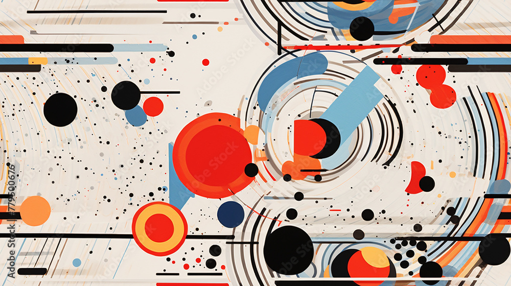 Obraz premium beautiful colorful background made of dots and lines on a white background, repetitive tile background with primary colors