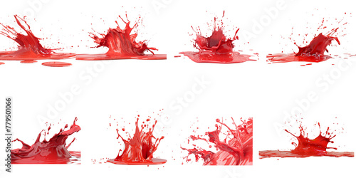 3d render of splashing red paint isolated on white background