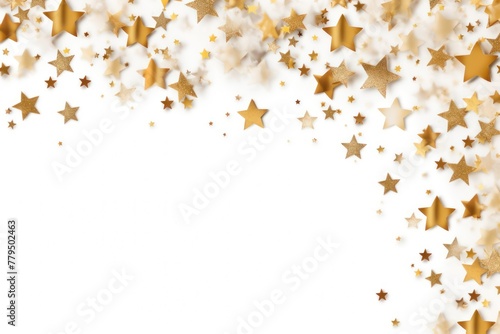 beige stars frame border with blank space in the middle on white background festive concept celebrations backdrop with copy space for text photo or presentation