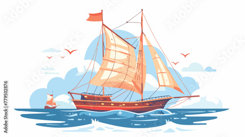 Ship sailboat icon vector illustration Flat vector 