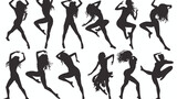 Silhouette of a female dancer in action pose. Silhouette