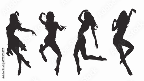 Silhouette of a female dancer in action pose. Silhouette