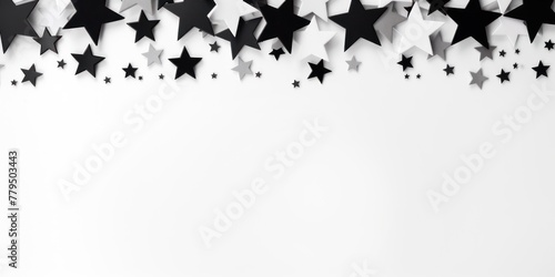 black stars frame border with blank space in the middle on white background festive concept celebrations backdrop with copy space for text photo or presentation