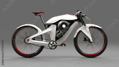 Modern Electric Bicycle on Gray Background