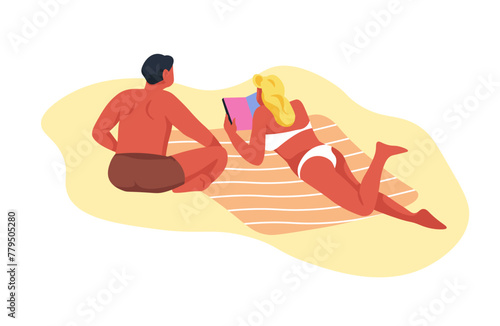 Couple Sunscreen Application Beach Scene