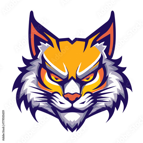 Lynx Mascot for Esports Team Logo Isolated on White Background Vector Art