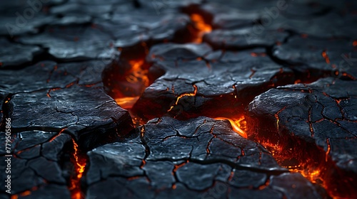 Close Up Lava Cracked background Textured, Lava and Mud Surface Global warming Concept AI generated photo