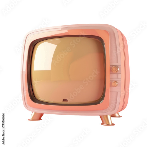 A small pink television set on a Transparent Background