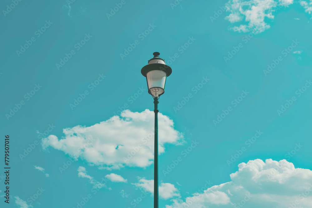 Isolated lamppost against blue sky