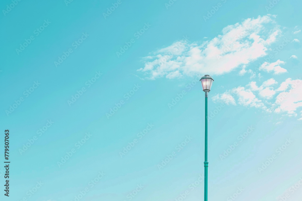 Isolated lamppost against blue sky