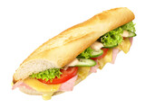 Croque baguette with ham and melting chesse - Transparent PNG Background