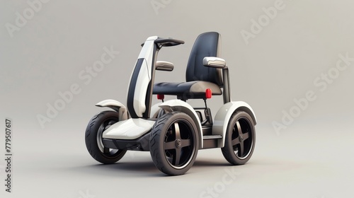 Modern Electric Wheelchair Design Against Neutral Background photo