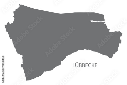 Lübbecke city map grey illustration silhouette