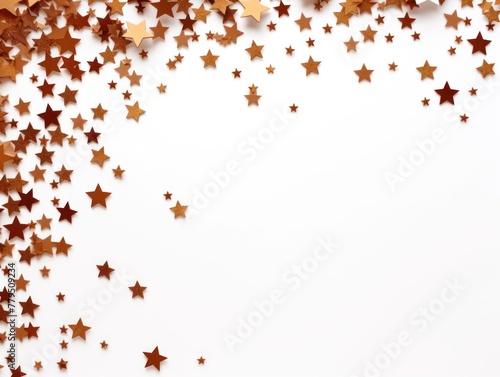 brown stars frame border with blank space in the middle on white background festive concept celebrations backdrop with copy space for text photo or presentation