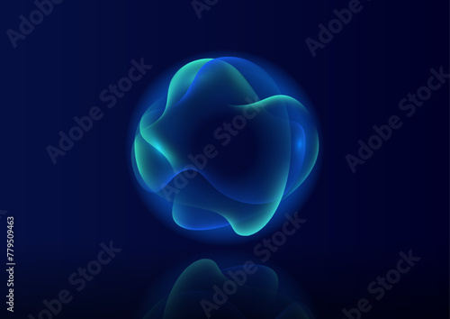 Gradient neon color sphere. Round holographic gradients. Glowing bright liquid gradient shape. Curved line for banner and flyer, social media. Vector twirl.
