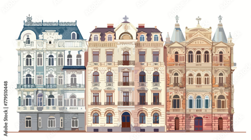 The facades of the building drawing coloring