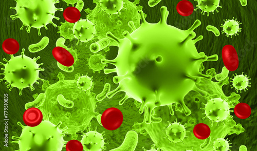 HIV virus on isolated background. 3d illustration.