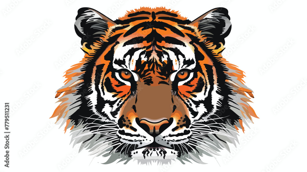 Tiger face tattoo Flat vector isolated on white background