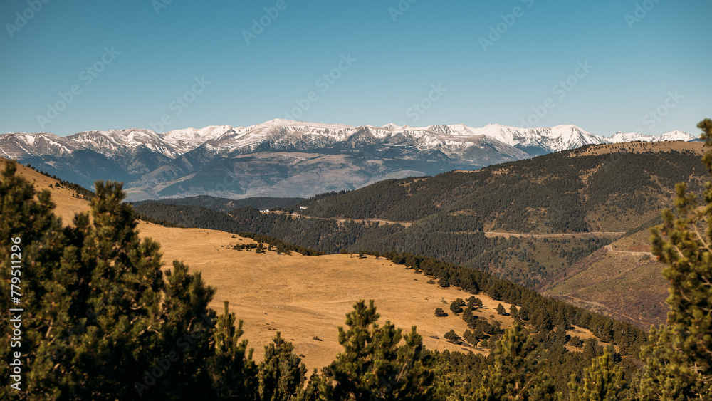 Snow-Capped Mountains Dominating the Horizon under a Clear Sky