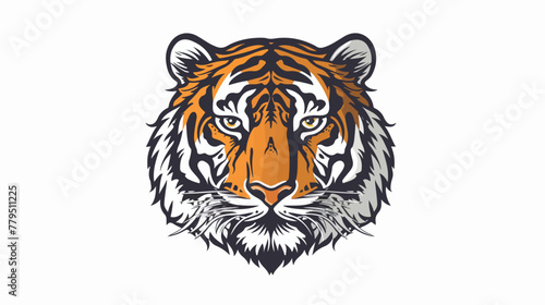 Tiger face tattoo Flat vector isolated on white background