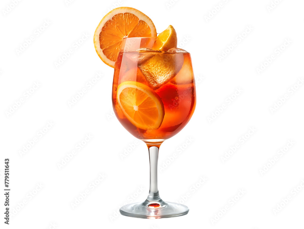 Free photo glass of aperol spritz cocktail isolated on transparent background