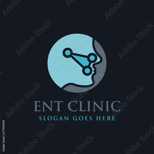 Ear Nose Throat ENT clinic logo icon vector, human face logo icon vector template on white background