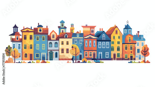 Town Flat vector isolated on white background
