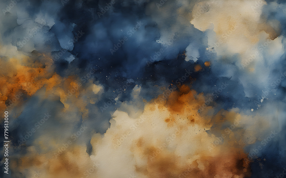 Abstract watercolor paint background dark blue color grunge texture