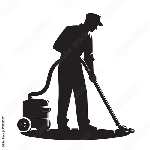 cleaner man silhouette Vector Illustration