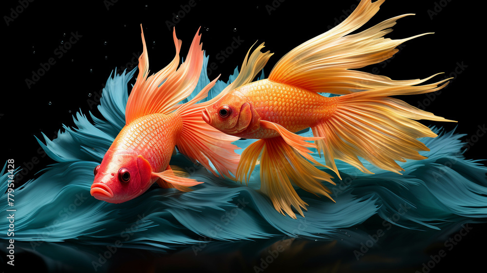 orange fish in aquarium  high definition(hd) photographic creative image